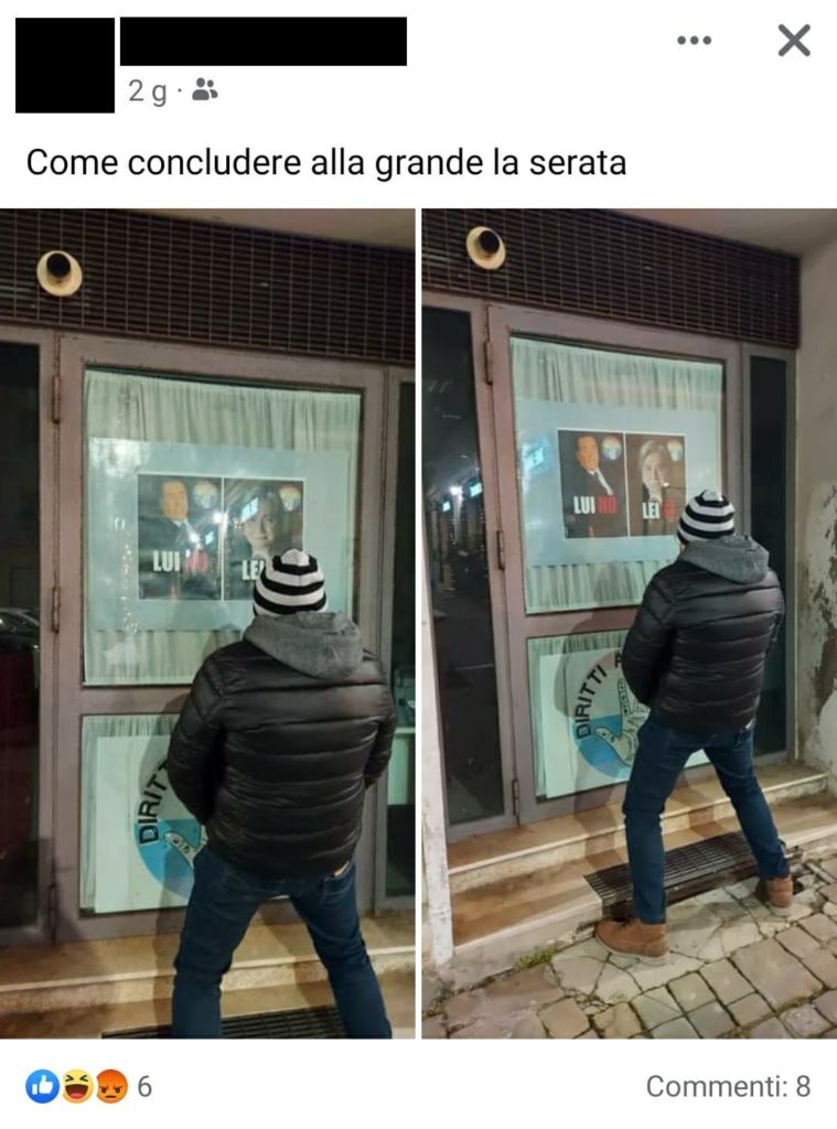 Opinion Leader che orina sull'ingresso della nostra sede