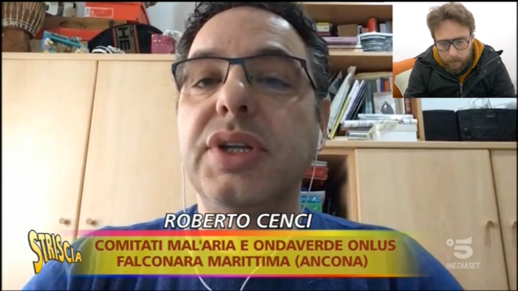 Un fotogramma del servizio di Striscia la Notizia di aprile 2020, in cui Roberto Cenci viene intervistato